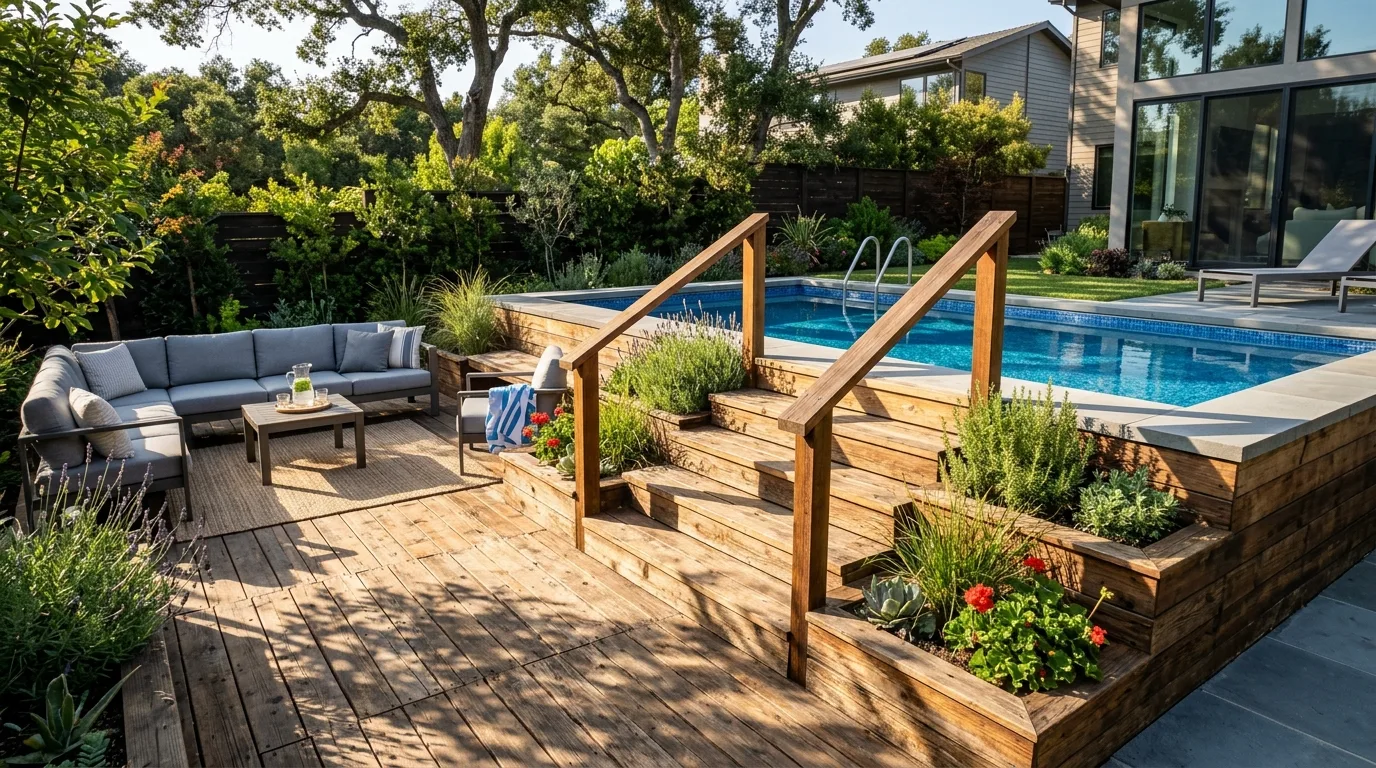 Pool Deck With Step Platform